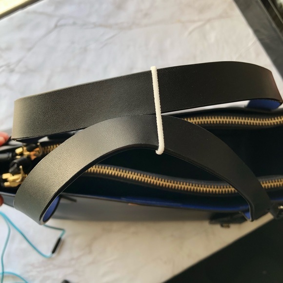 Kate Spade Black & Blue Top Handle Leather Tote Bag - Picture 15 of 16